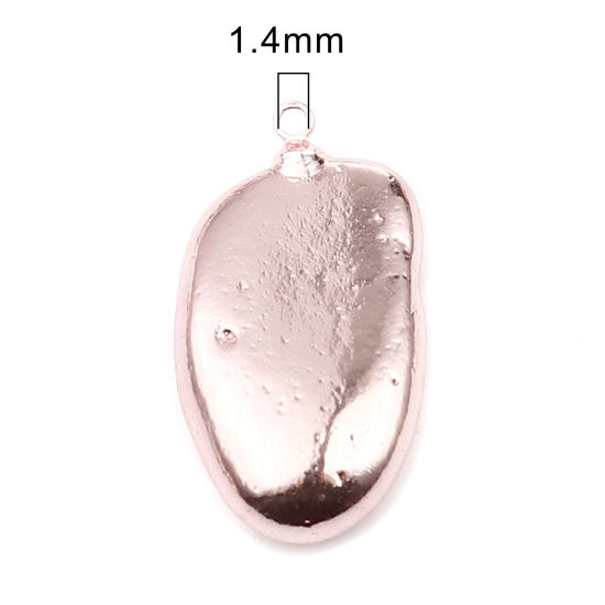Immagine di 3 Pz Pietra & Ottone Ciondoli Rosa Irregolare Placcatura 28x18mm - 19x11mm