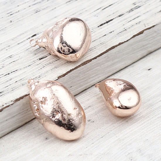 Immagine di 3 Pz Pietra & Ottone Ciondoli Oro Chiaro Irregolare Placcatura 28x18mm - 19x11mm