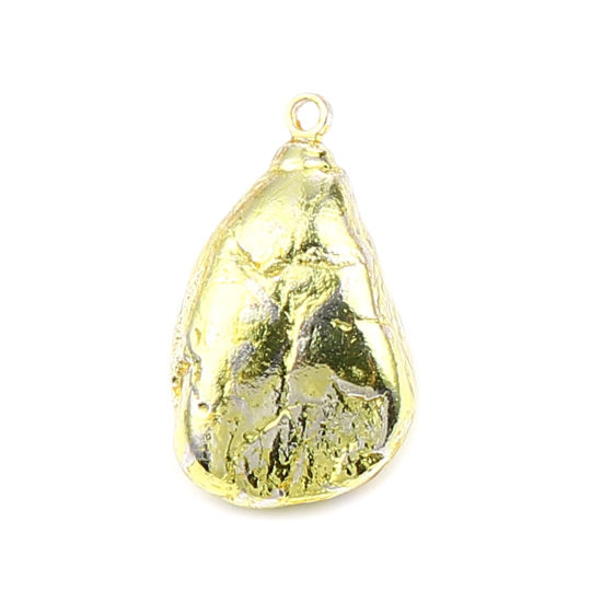 Immagine di 3 Pz Pietra & Ottone Ciondoli Oro Giallo Irregolare Placcatura 28x18mm - 19x11mm