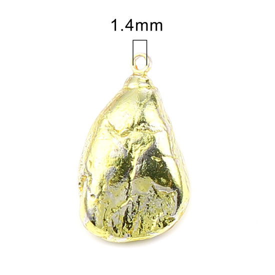 Immagine di 3 Pz Pietra & Ottone Ciondoli Oro Giallo Irregolare Placcatura 28x18mm - 19x11mm