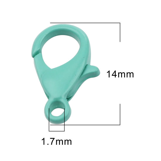 Image de Fermoir Mousqueton en Alliage de Zinc Vert 14mm x 8mm, 20 Pcs