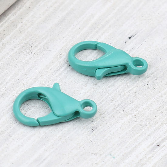 Image de Fermoir Mousqueton en Alliage de Zinc Vert 14mm x 8mm, 20 Pcs
