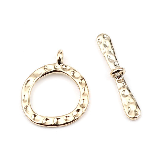 5 セット 亜鉛合金 トグルクラスプ 16Kゴールドカラー 環状 29x4mm 23x19mm の画像
