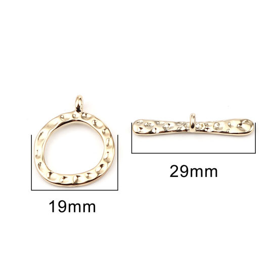 5 セット 亜鉛合金 トグルクラスプ 16Kゴールドカラー 環状 29x4mm 23x19mm の画像