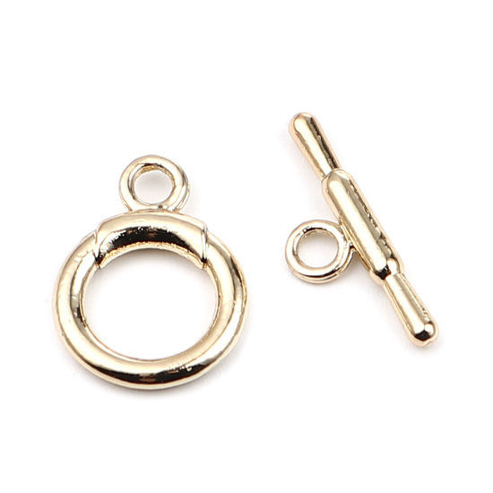 10 セット 亜鉛合金 トグルクラスプ 16Kゴールドカラー 環状 22x8mm 20x15mm の画像