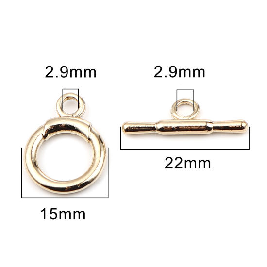 10 セット 亜鉛合金 トグルクラスプ 16Kゴールドカラー 環状 22x8mm 20x15mm の画像