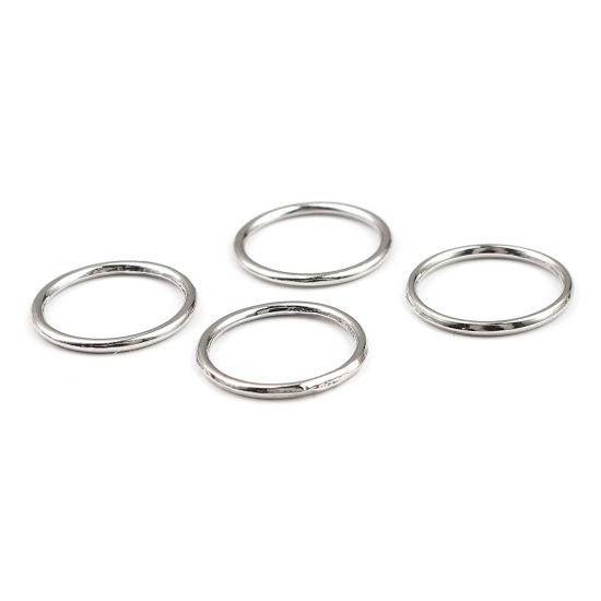 100 個 19mm 直径、 1.5mm（15号） 亜鉛合金 口閉じ丸カン 丸カン シルバートーン 円形 の画像