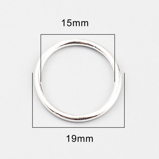 100 個 19mm 直径、 1.5mm（15号） 亜鉛合金 口閉じ丸カン 丸カン 銀メッキ 円形 の画像