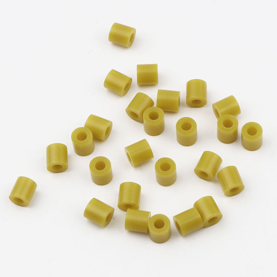 アクリルポニーバブルガム ビーズ 円筒形 ブラウンイエロー 約 5mm x 5mm、 穴：約 2.9mm、 2000 個 の画像