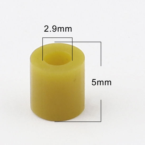 アクリルポニーバブルガム ビーズ 円筒形 ブラウンイエロー 約 5mm x 5mm、 穴：約 2.9mm、 2000 個 の画像
