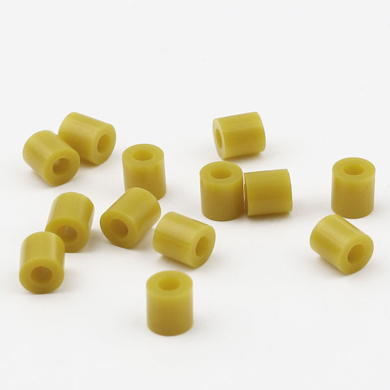 アクリルポニーバブルガム ビーズ 円筒形 ブラウンイエロー 約 5mm x 5mm、 穴：約 2.9mm、 2000 個 の画像