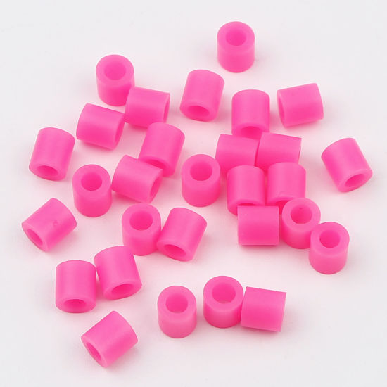 アクリルポニーバブルガム ビーズ 円筒形 殷紅 約 5mm x 5mm、 穴：約 2.9mm、 2000 個 の画像