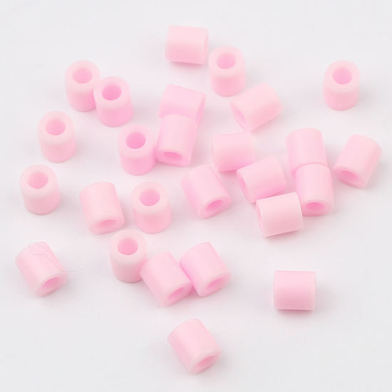 アクリルポニーバブルガム ビーズ 円筒形 ピンク 約 5mm x 5mm、 穴：約 2.9mm、 2000 個 の画像