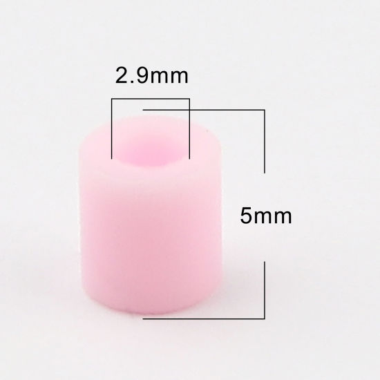 アクリルポニーバブルガム ビーズ 円筒形 ピンク 約 5mm x 5mm、 穴：約 2.9mm、 2000 個 の画像