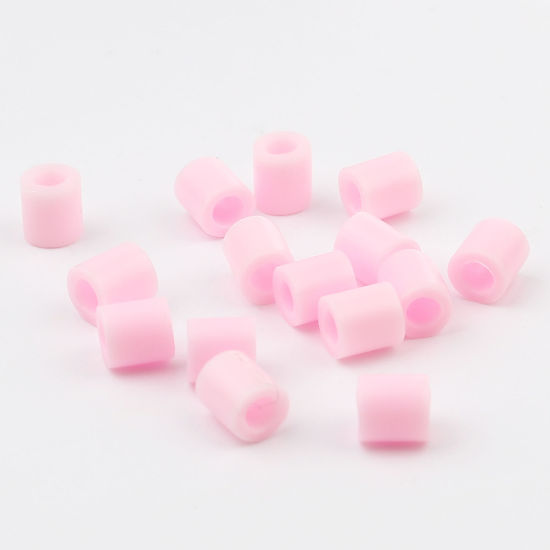 アクリルポニーバブルガム ビーズ 円筒形 ピンク 約 5mm x 5mm、 穴：約 2.9mm、 2000 個 の画像