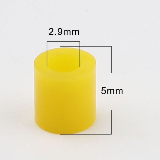 アクリルポニーバブルガム ビーズ 円筒形 黄色 約 5mm x 5mm、 穴：約 2.9mm、 2000 個 の画像