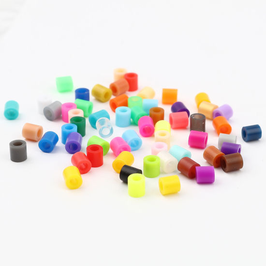 アクリルポニーバブルガム ビーズ 円筒形 黄色 約 5mm x 5mm、 穴：約 2.9mm、 2000 個 の画像