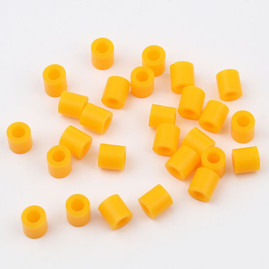 アクリルポニーバブルガム ビーズ 円筒形 オレンジ色 約 5mm x 5mm、 穴：約 2.9mm、 2000 個 の画像