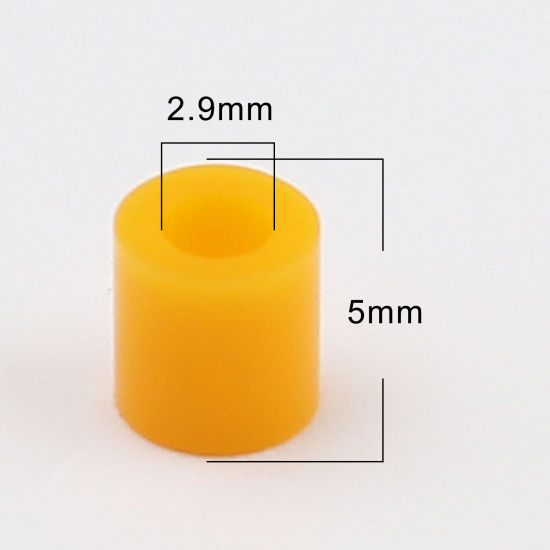 アクリルポニーバブルガム ビーズ 円筒形 オレンジ色 約 5mm x 5mm、 穴：約 2.9mm、 2000 個 の画像