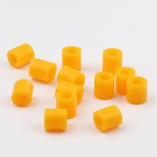 アクリルポニーバブルガム ビーズ 円筒形 オレンジ色 約 5mm x 5mm、 穴：約 2.9mm、 2000 個 の画像