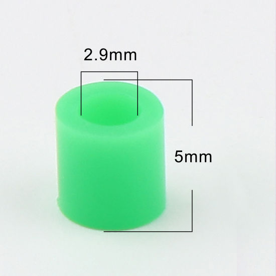 アクリルポニーバブルガム ビーズ 円筒形 緑 約 5mm x 5mm、 穴：約 2.9mm、 2000 個 の画像