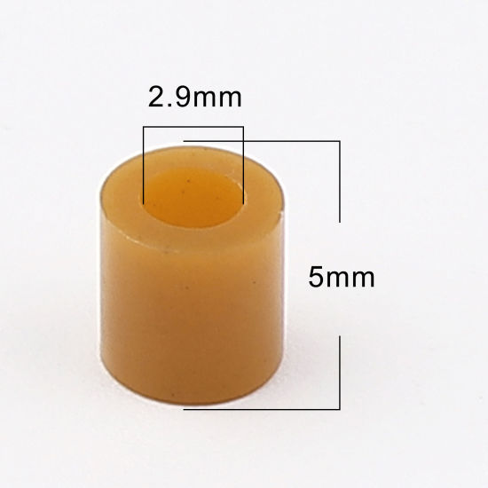 アクリルポニーバブルガム ビーズ 円筒形 ダークカーキ 約 5mm x 5mm、 穴：約 2.9mm、 2000 個 の画像