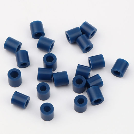 アクリルポニーバブルガム ビーズ 円筒形 紺碧 約 5mm x 5mm、 穴：約 2.9mm、 2000 個 の画像