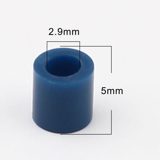 アクリルポニーバブルガム ビーズ 円筒形 紺碧 約 5mm x 5mm、 穴：約 2.9mm、 2000 個 の画像