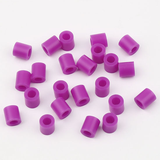 アクリルポニーバブルガム ビーズ 円筒形 菫色 約 5mm x 5mm、 穴：約 2.9mm、 2000 個 の画像