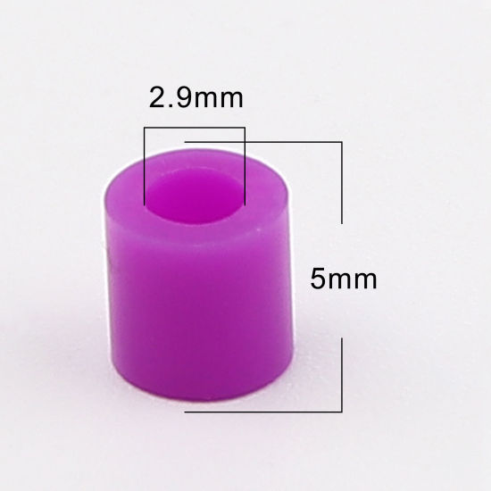 アクリルポニーバブルガム ビーズ 円筒形 菫色 約 5mm x 5mm、 穴：約 2.9mm、 2000 個 の画像