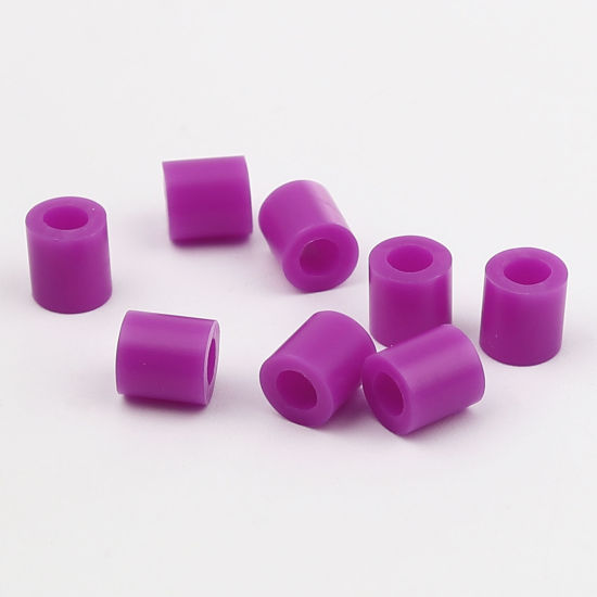 アクリルポニーバブルガム ビーズ 円筒形 菫色 約 5mm x 5mm、 穴：約 2.9mm、 2000 個 の画像