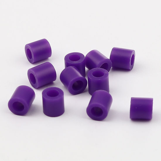 アクリルポニーバブルガム ビーズ 円筒形 紫 約 5mm x 5mm、 穴：約 2.9mm、 2000 個 の画像