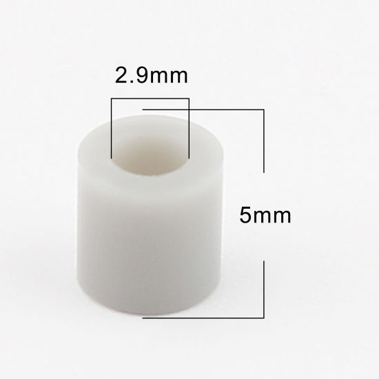 アクリルポニーバブルガム ビーズ 円筒形 薄鼠色 約 5mm x 5mm、 穴：約 2.9mm、 2000 個 の画像