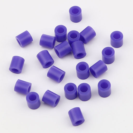 アクリルポニーバブルガム ビーズ 円筒形 ブルーバイオレット 約 5mm x 5mm、 穴：約 2.9mm、 2000 個 の画像