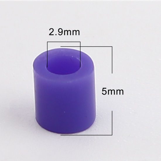 アクリルポニーバブルガム ビーズ 円筒形 ブルーバイオレット 約 5mm x 5mm、 穴：約 2.9mm、 2000 個 の画像