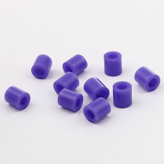 アクリルポニーバブルガム ビーズ 円筒形 ブルーバイオレット 約 5mm x 5mm、 穴：約 2.9mm、 2000 個 の画像