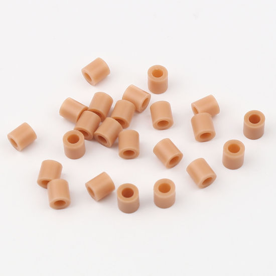 アクリルポニーバブルガム ビーズ 円筒形 カーキ色 約 5mm x 5mm、 穴：約 2.9mm、 2000 個 の画像