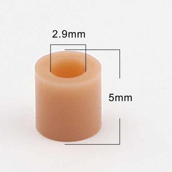 アクリルポニーバブルガム ビーズ 円筒形 カーキ色 約 5mm x 5mm、 穴：約 2.9mm、 2000 個 の画像