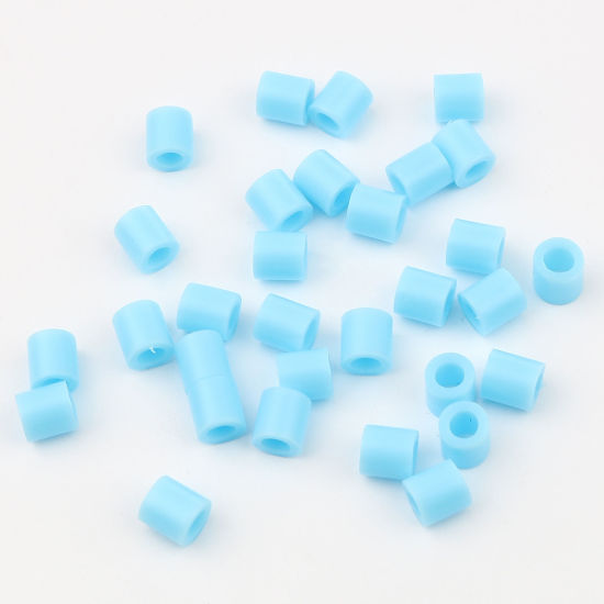 アクリルポニーバブルガム ビーズ 円筒形 空色 約 5mm x 5mm、 穴：約 2.9mm、 2000 個 の画像