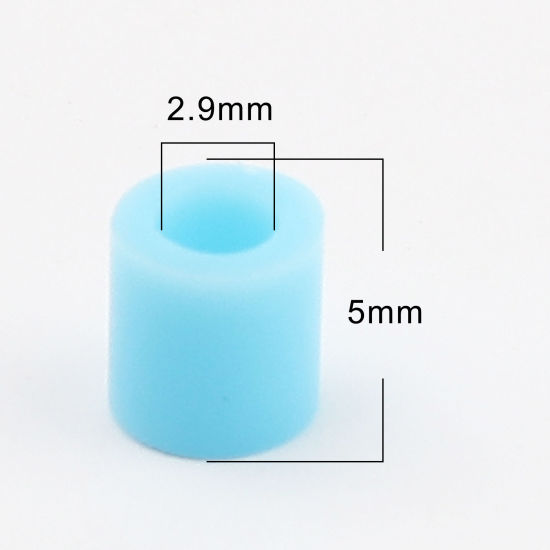 アクリルポニーバブルガム ビーズ 円筒形 空色 約 5mm x 5mm、 穴：約 2.9mm、 2000 個 の画像