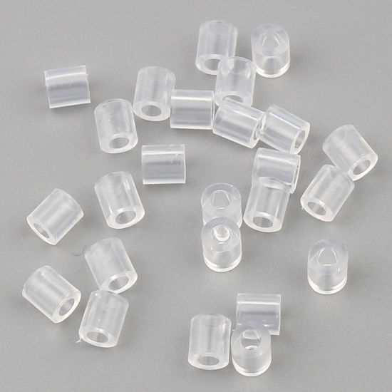 アクリルポニーバブルガム ビーズ 円筒形 クリア色 約 5mm x 5mm、 穴：約 2.9mm、 2000 個 の画像