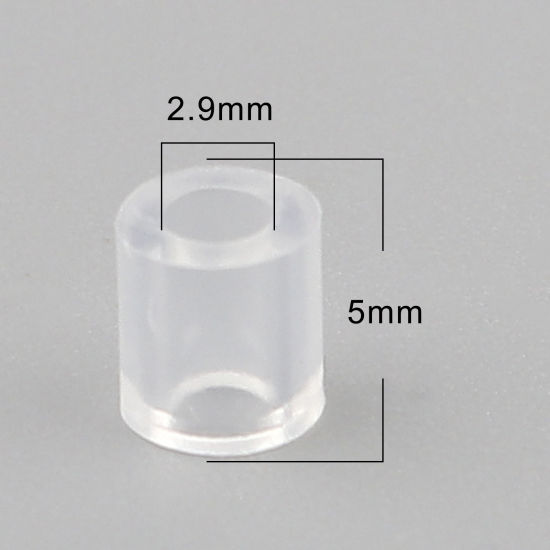 アクリルポニーバブルガム ビーズ 円筒形 クリア色 約 5mm x 5mm、 穴：約 2.9mm、 2000 個 の画像