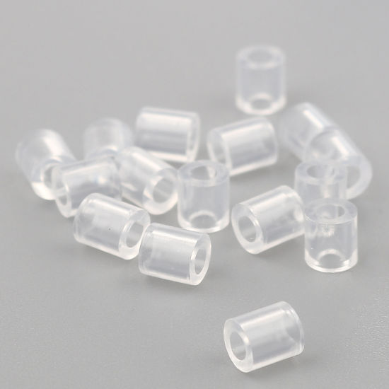 アクリルポニーバブルガム ビーズ 円筒形 クリア色 約 5mm x 5mm、 穴：約 2.9mm、 2000 個 の画像