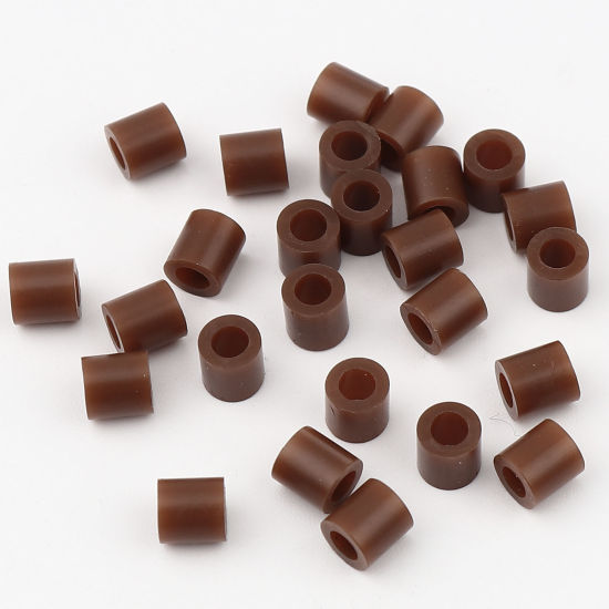 アクリルポニーバブルガム ビーズ 円筒形 ダークコーヒー 約 5mm x 5mm、 穴：約 2.9mm、 2000 個 の画像
