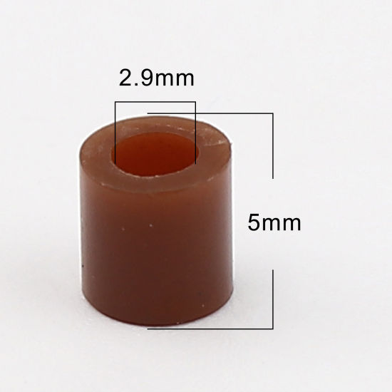 アクリルポニーバブルガム ビーズ 円筒形 ダークコーヒー 約 5mm x 5mm、 穴：約 2.9mm、 2000 個 の画像
