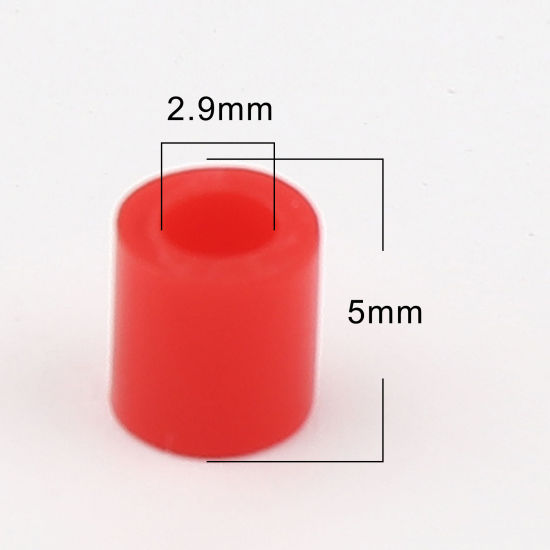アクリルポニーバブルガム ビーズ 円筒形 赤 約 5mm x 5mm、 穴：約 2.9mm、 2000 個 の画像
