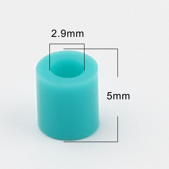 アクリルポニーバブルガム ビーズ 円筒形 紺 約 5mm x 5mm、 穴：約 2.9mm、 2000 個 の画像