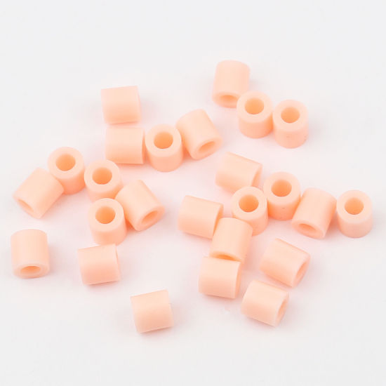 アクリルポニーバブルガム ビーズ 円筒形 オレンジピンク 約 5mm x 5mm、 穴：約 2.9mm、 2000 個 の画像