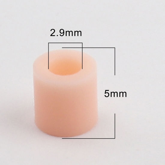 アクリルポニーバブルガム ビーズ 円筒形 オレンジピンク 約 5mm x 5mm、 穴：約 2.9mm、 2000 個 の画像