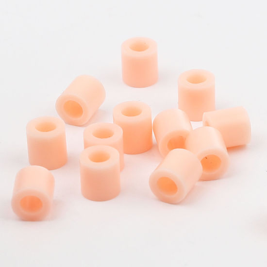 アクリルポニーバブルガム ビーズ 円筒形 オレンジピンク 約 5mm x 5mm、 穴：約 2.9mm、 2000 個 の画像